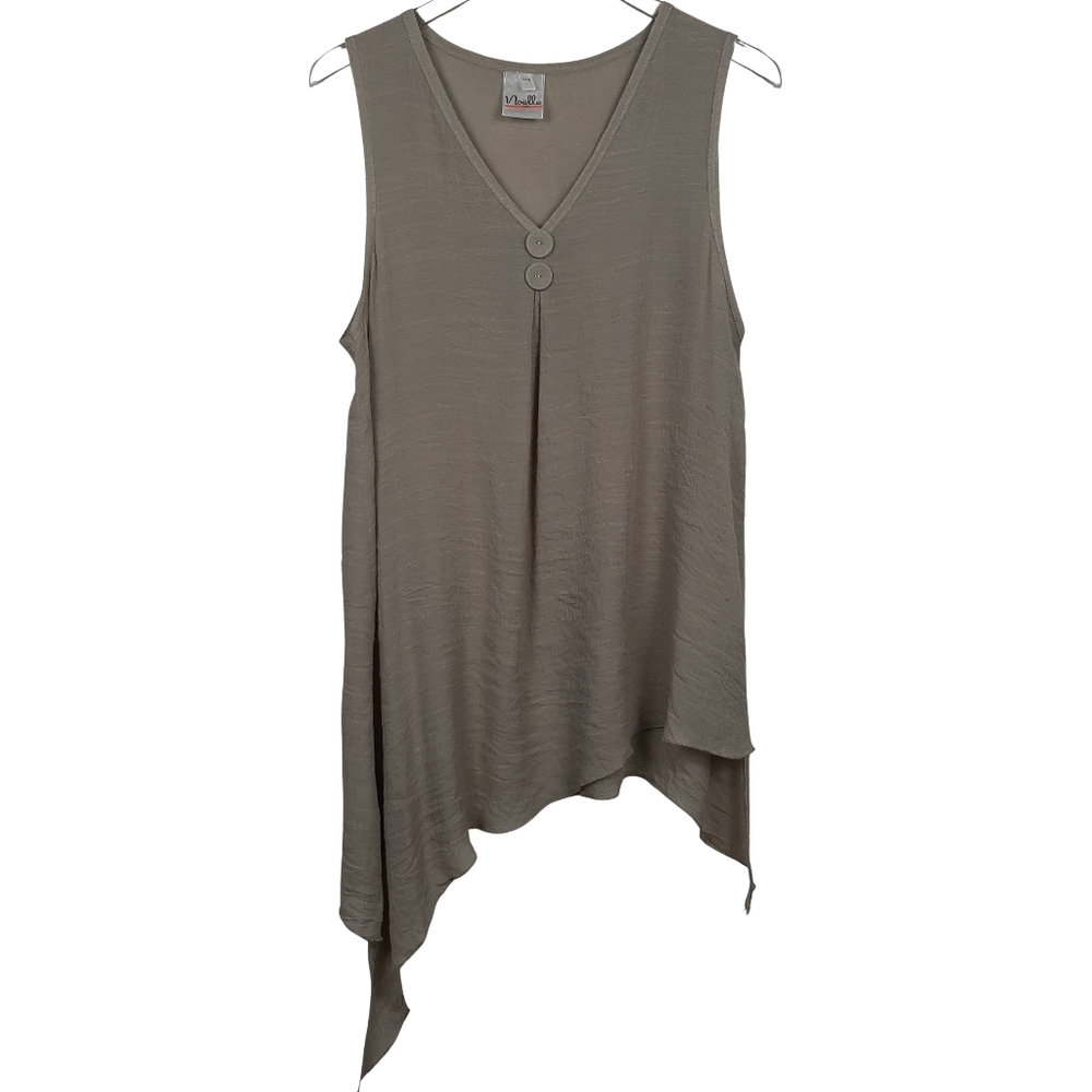 Noelle Lagenlook Tan and Cream Midi To Maxi Dress Size Medium - Picture 3 of 15